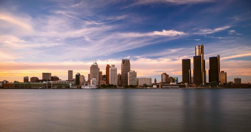 Detroit Skyline By Michael Tighe